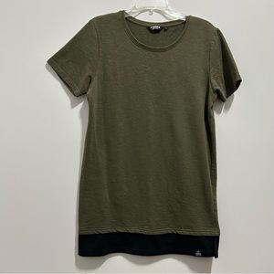 Admiral Women’s Olive Green Sweater with Short Sleeves and Black Hem